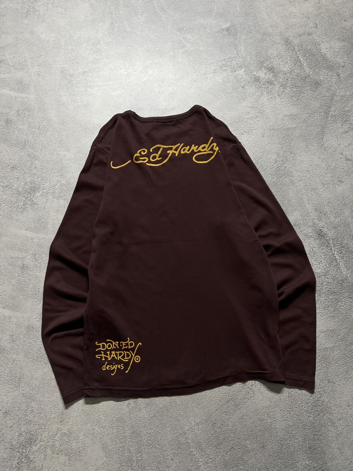 Ed Hardy Vintage Y2k Ed Hardy Skull Eagle 🦅☠️ Brown 🤎 Long Sleeve 00’s Size US L / EU 52-54 / 3 - 4 Thumbnail