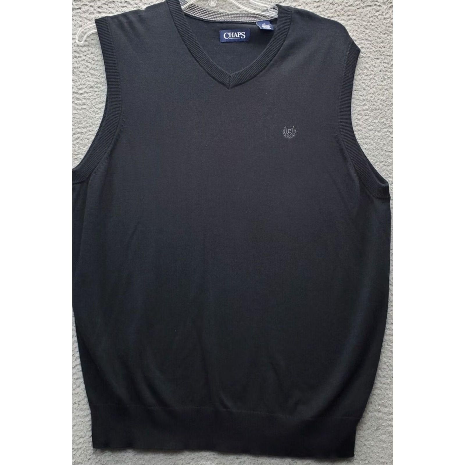 Chaps Chaps Men L Black Knitted Sweater Vest Sleeveless V-Neck Pullover Shirt Size US L / EU 52-54 / 3 - 2 Thumbnail