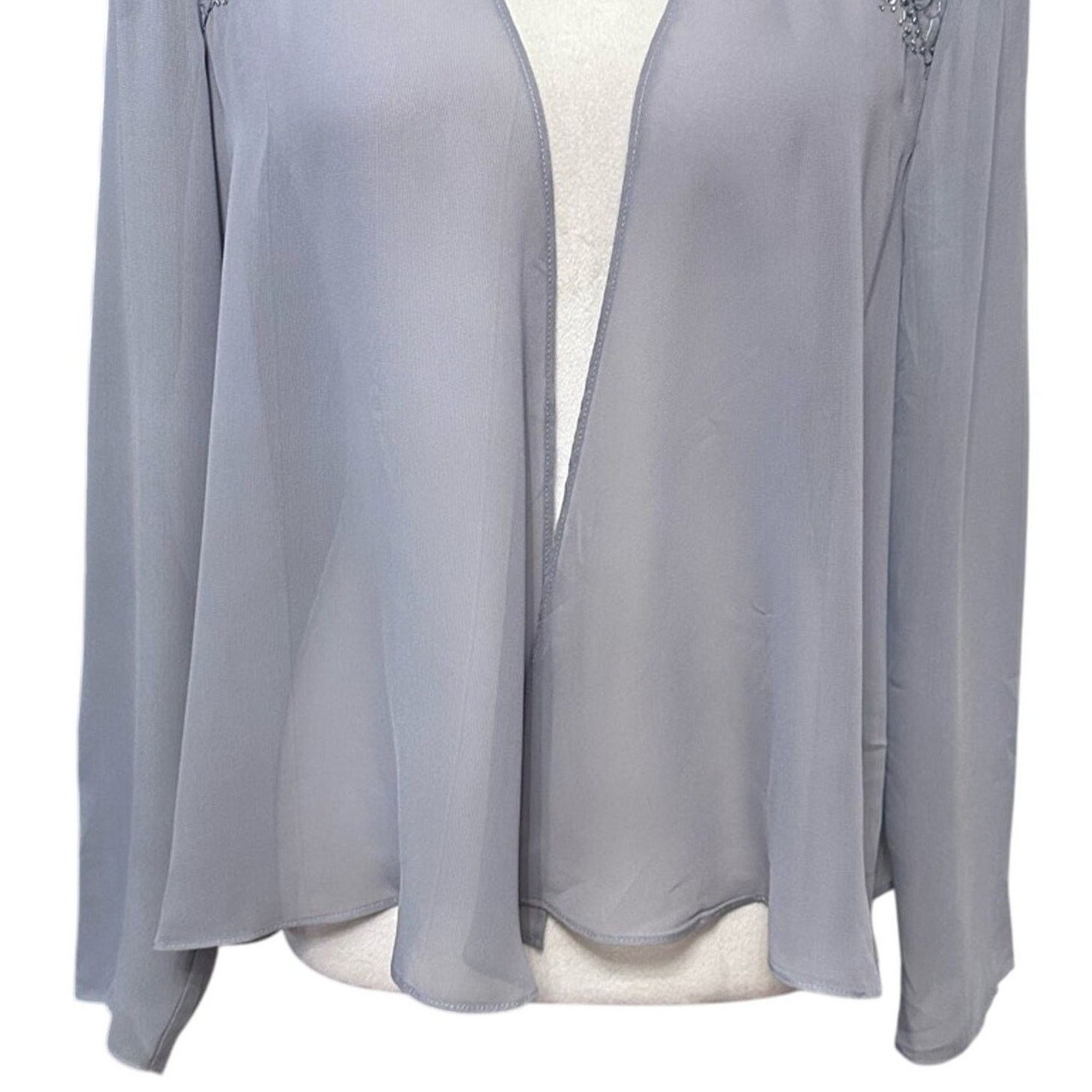 Other SLNY Blue Gray Sequin Shoulder Open Front Waist Jacket 10 Size L / US 10 / IT 46 - 3 Thumbnail
