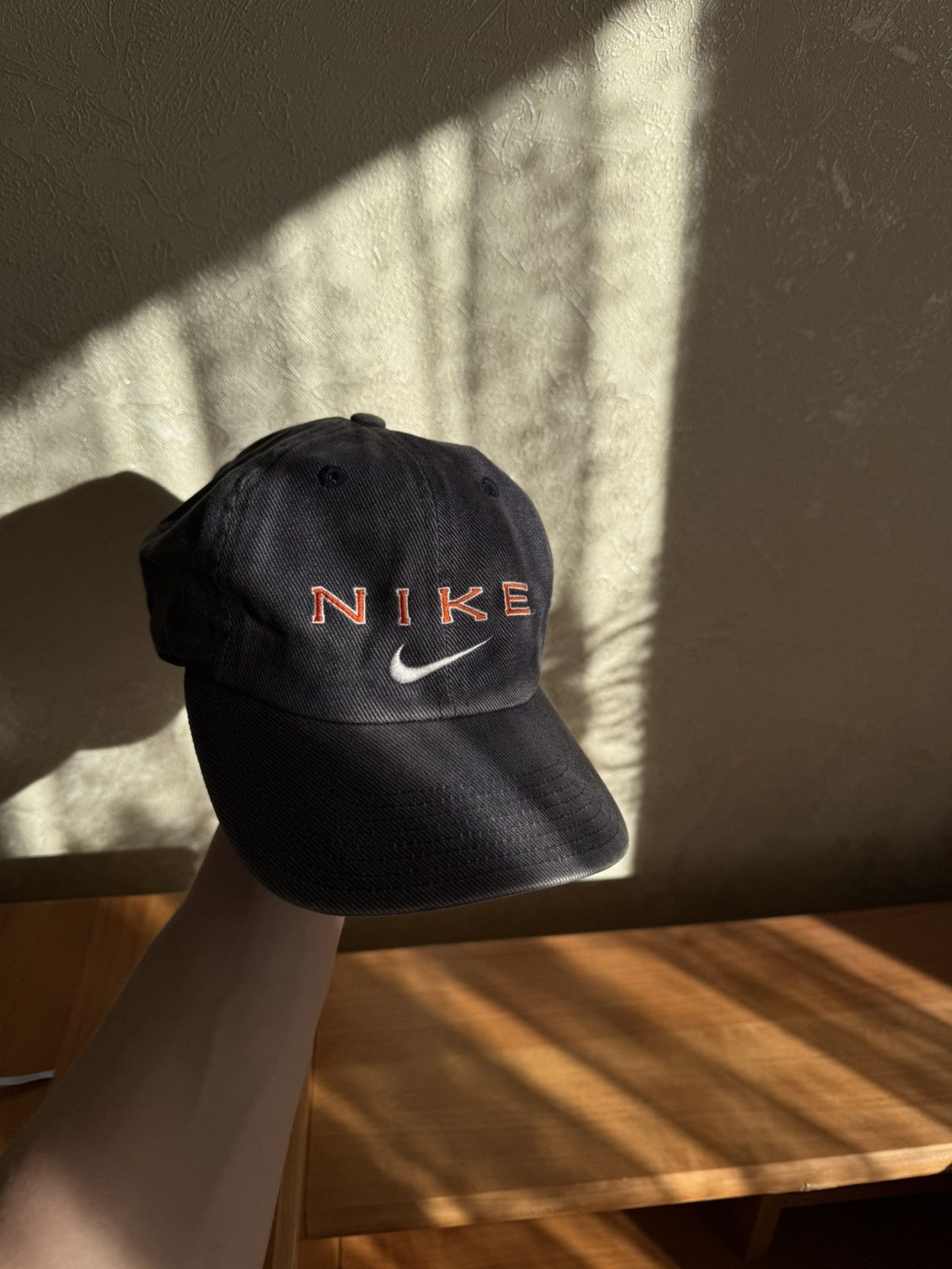 Nike Vintage Nike Embroidered Spellout Cap - Faded Navy / Orange Size ONE SIZE - 1 Thumbnail