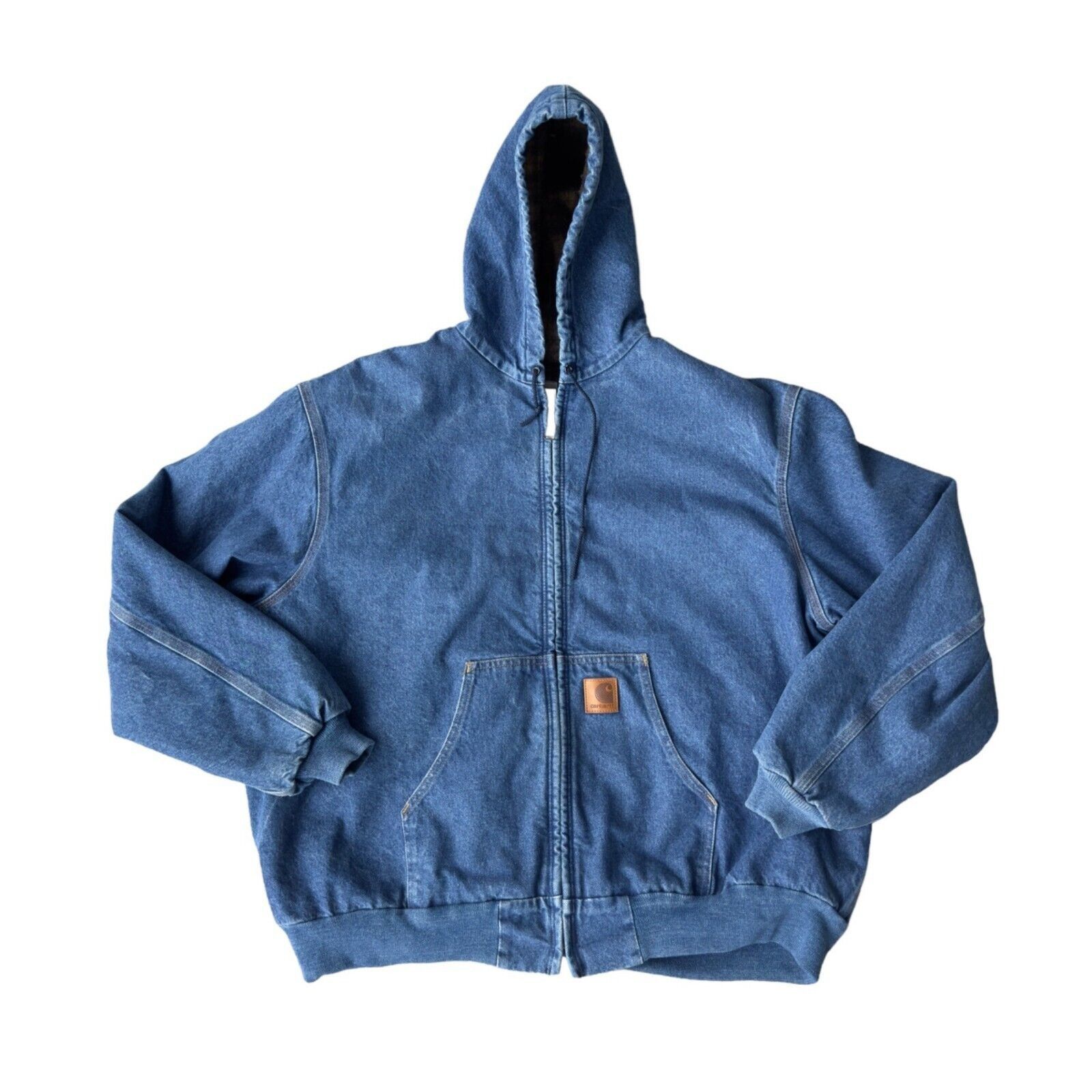 image of Carhartt Vintage 90's Blanket Lined Denim Zip-Up Jacket Blue, Men's (Size 2XL)