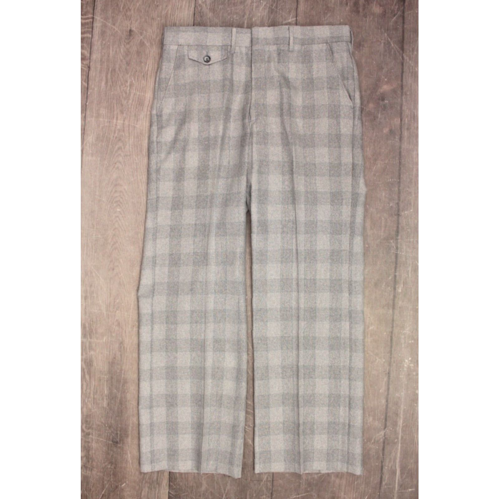 Vintage VINTAGE 70s Leisure Suit Mens Jacket Pants 3 PC Grey Polyester Plaid 1970s Disco Size M Size 40R - 7 Thumbnail