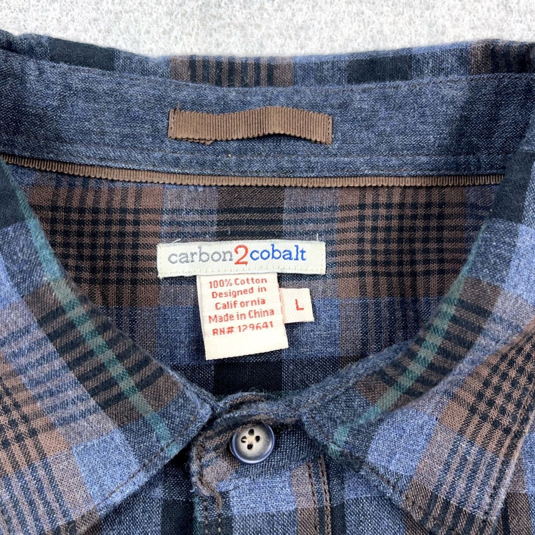 Carbon2Cobalt Carbon 2 Cobalt Shirt Men Large Blue Plaid Button Up Cotton Dress Casual Camp Size US L / EU 52-54 / 3 - 3 Thumbnail