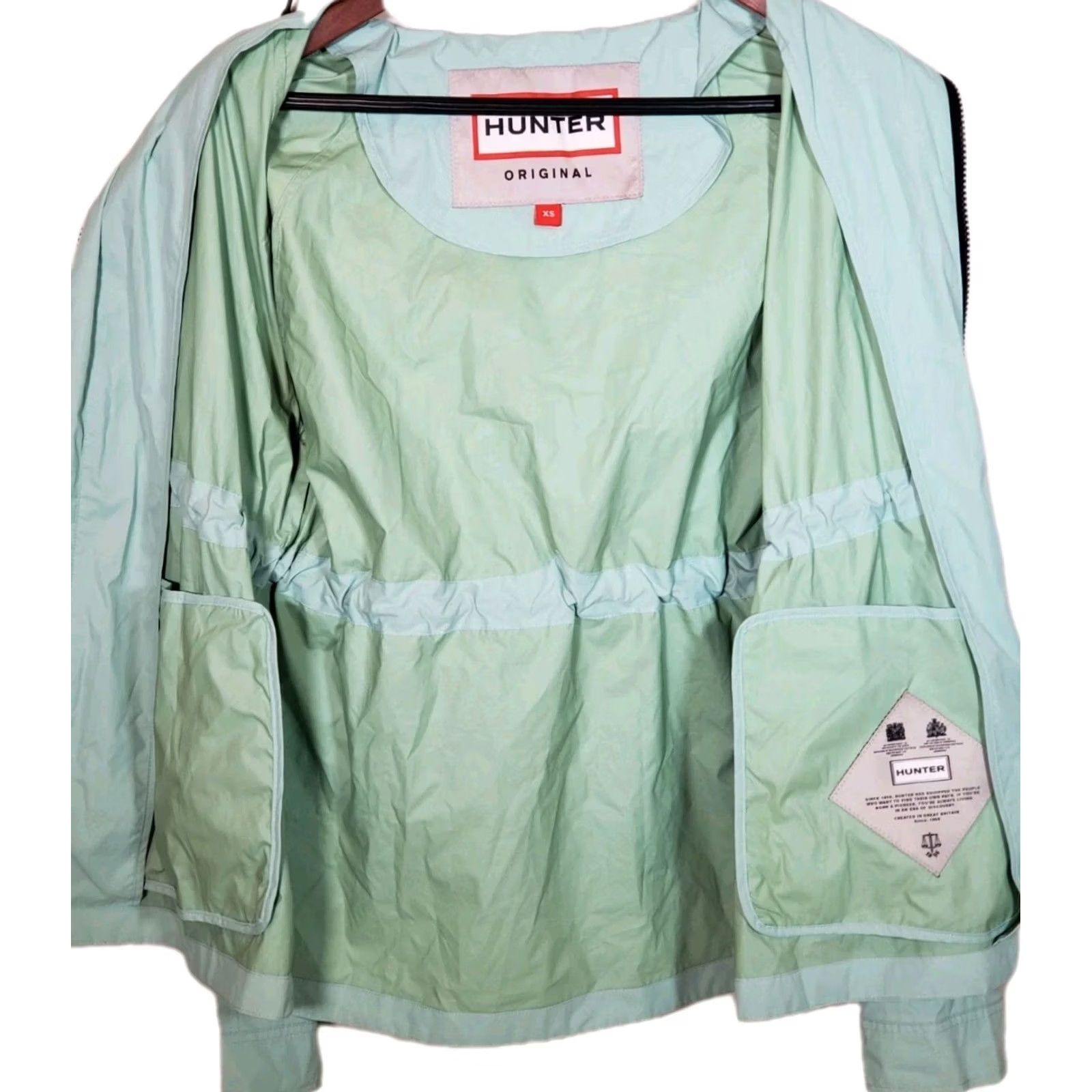 Hunter HUNTER Original Packable Full Zip Hooded Rain Jacket Light Mint Green Women's XS Jacket Size XS / US 0-2 / IT 36-38 - 4 Thumbnail