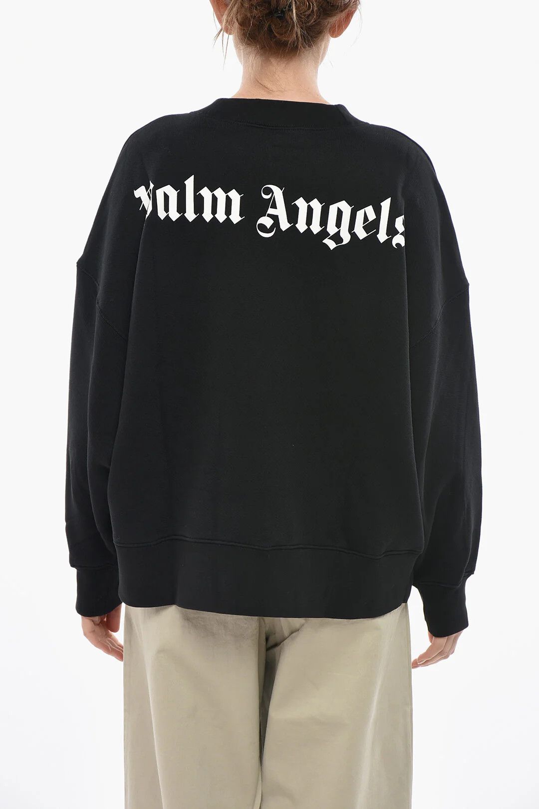 Palm Angels og1mm0326 Brushed Cotton Crewneck Sweatshirt in Black Size XL / US 12-14 / IT 48-50 - 2 Thumbnail