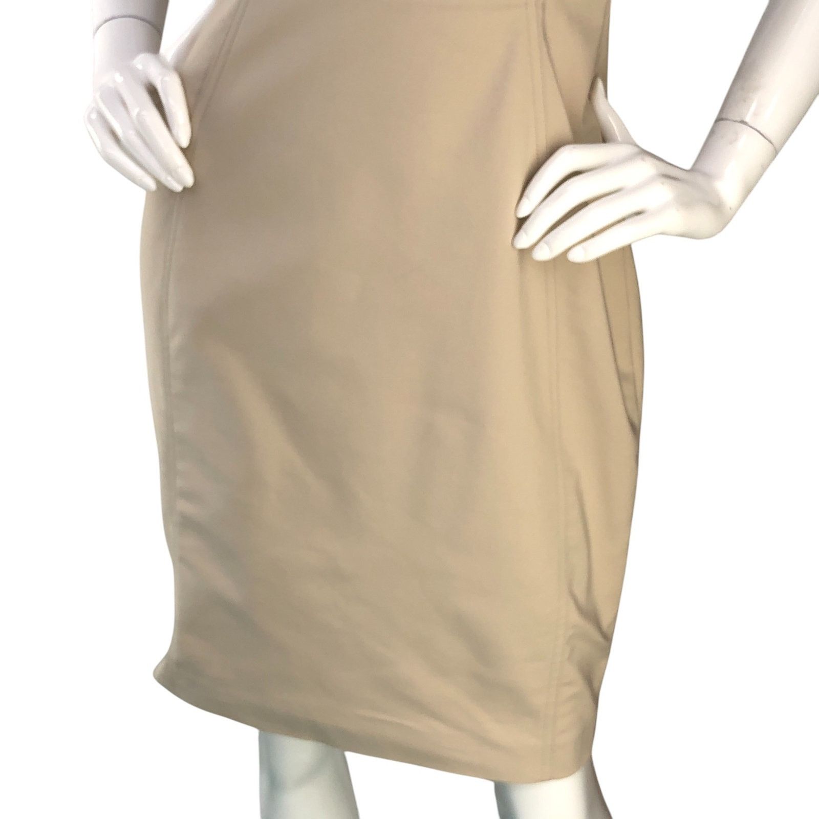 Calvin Klein Calvin Klein Size 4 Dress Sheath Sleeveless Stretch Khaki Size S / US 4 / IT 40 - 3 Thumbnail