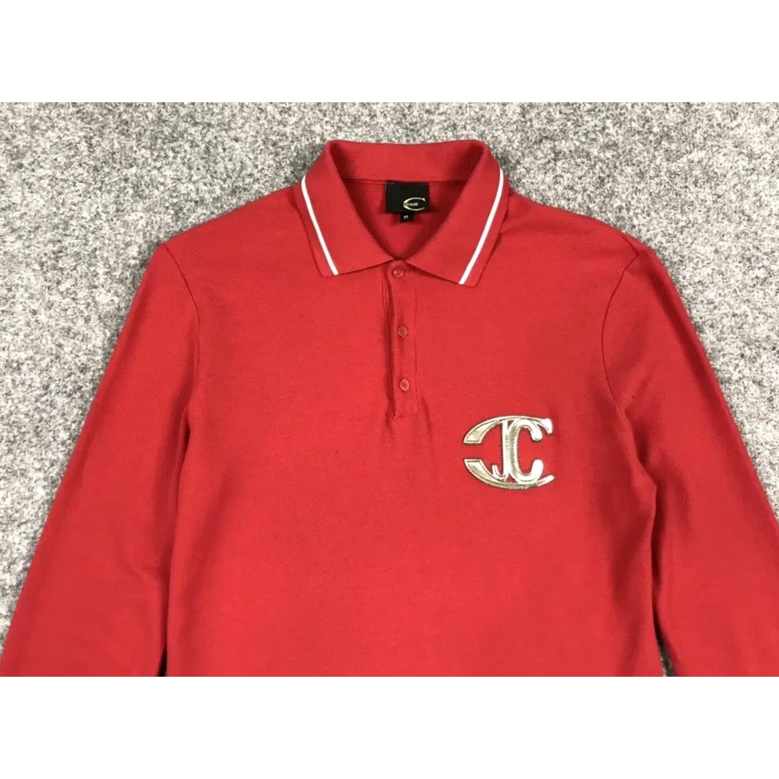 Roberto Cavalli Roberto Cavalli Mens Shirt Red Long Sleeve Logo Vintage Design Just gold logo Size US M / EU 48-50 / 2 - 3 Thumbnail