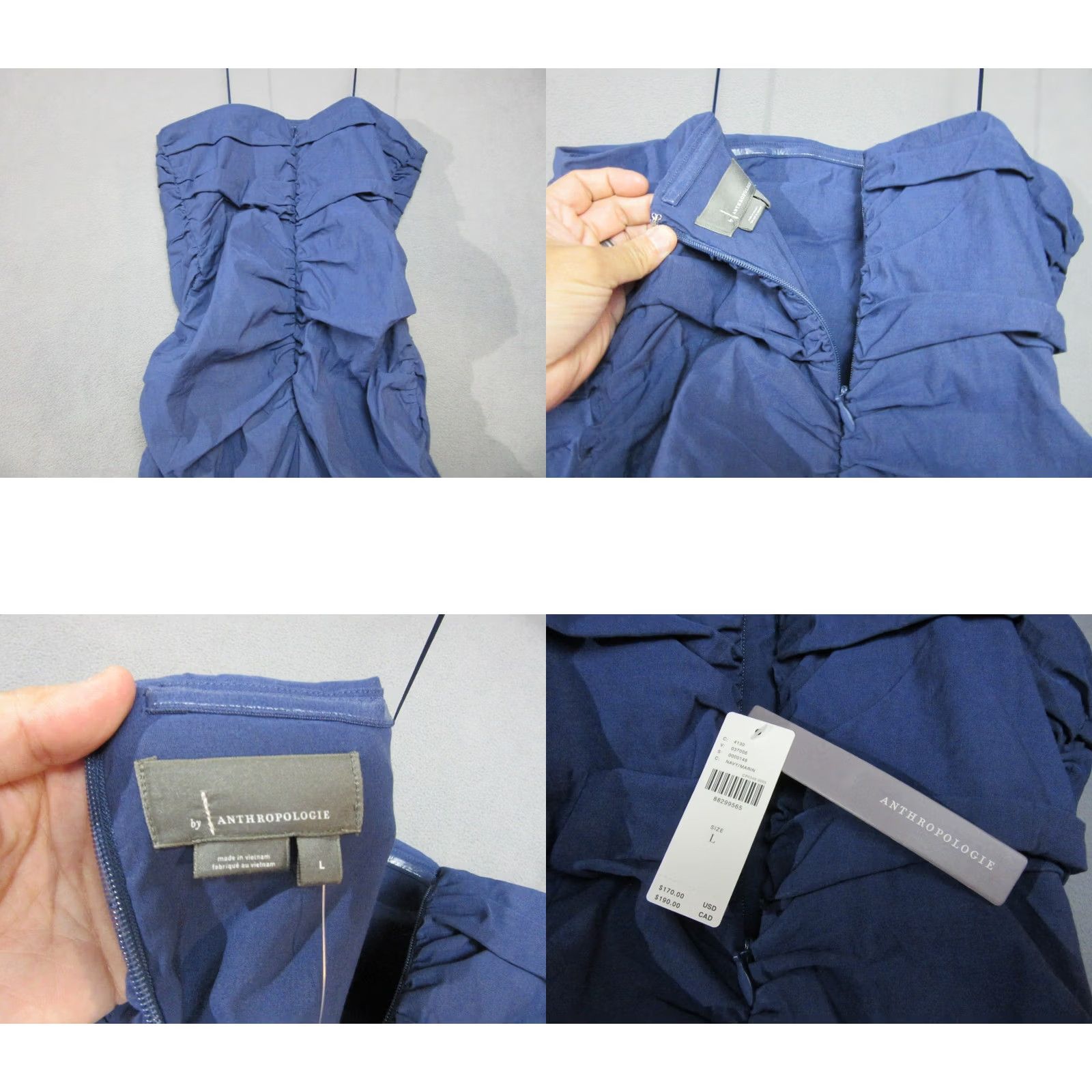 Anthropologie Anthropologie Dress Womens Large Blue Strapless Ruched Slim Midi Stretch New Size L / US 10 / IT 46 - 8 Thumbnail