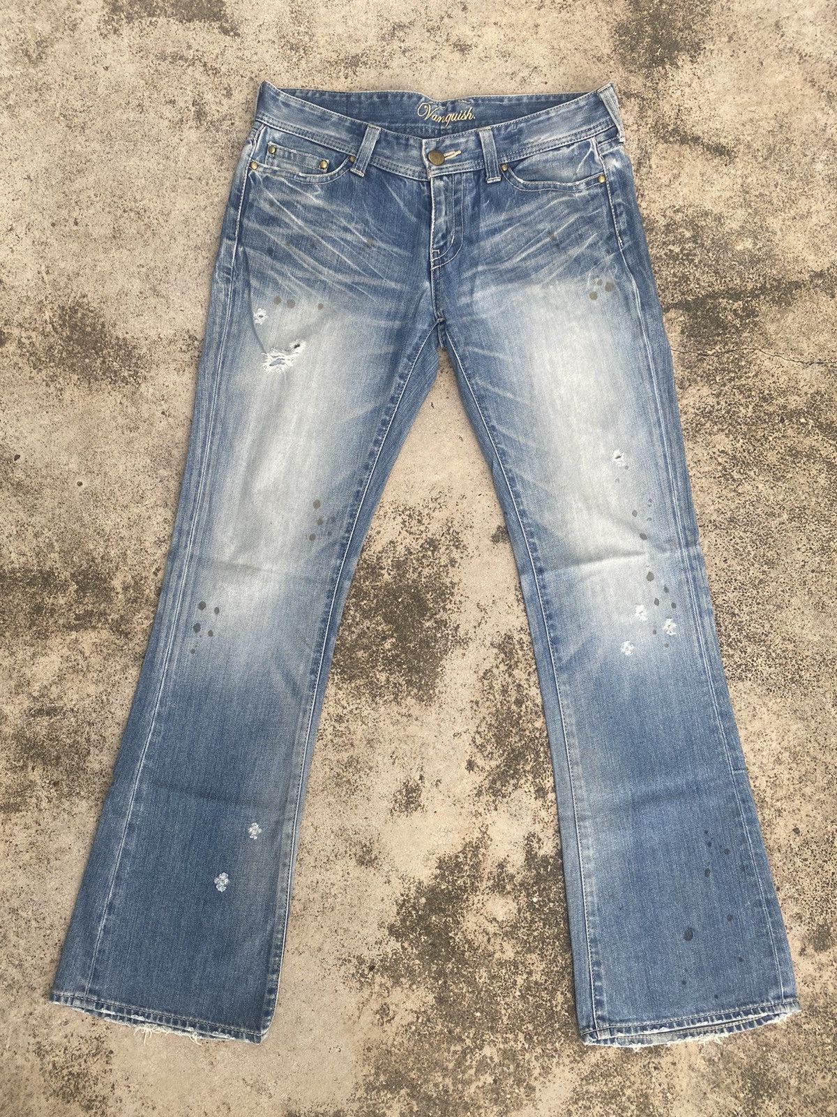 If Six Was Nine × Japanese Brand × Vanquish Flare Jeans Vanquish Faded Distressed Size US 33 - 3 Thumbnail