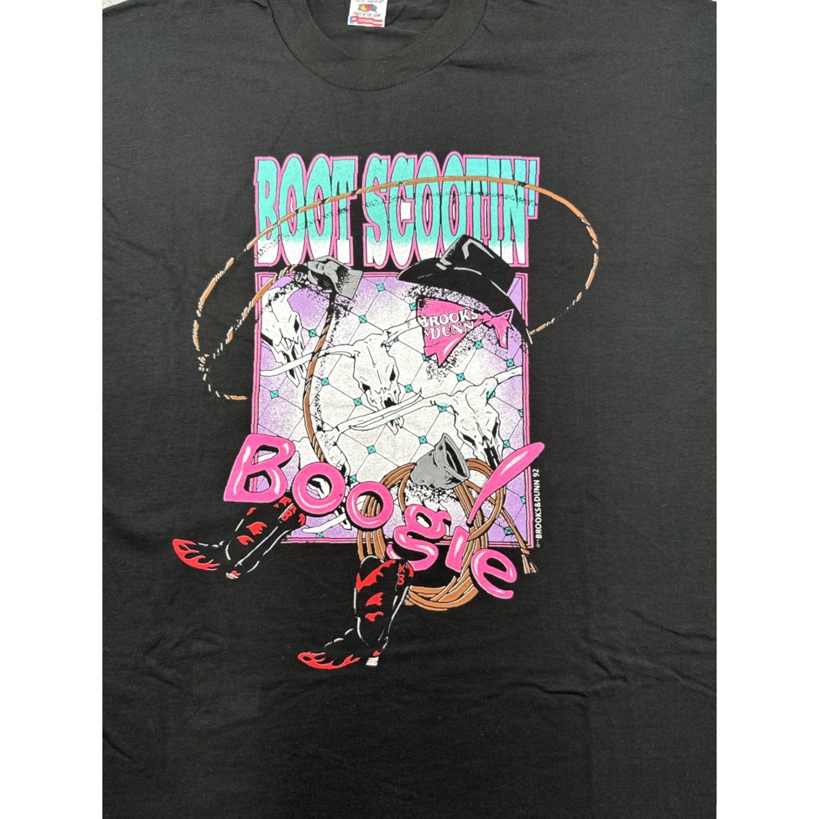 Fruit Of The Loom VTG Brooks & Dunn Boot Scootin Boogie Shirt XL Black Cotton Short Sleeve Crew Neck Men T-Shirt Double-Sided Band Graphic Print United States Size US XL / EU 56 / 4 - 2 Thumbnail