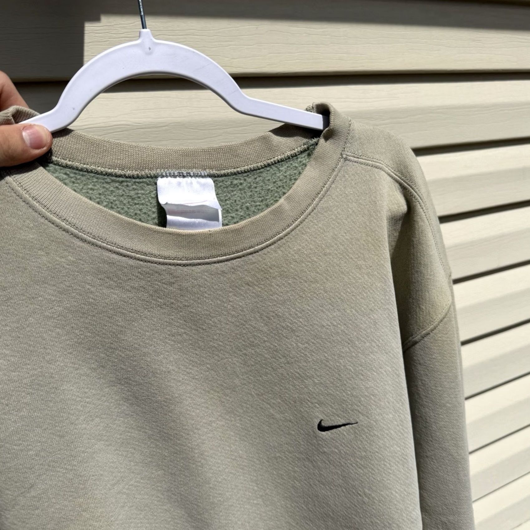 Nike VINTAGE Nike Embroidered Mini Swoosh Sage Green Crewneck XL Olive 90s Beige Sweatshirt Men’s Pullover Size US XL / EU 56 / 4 - 7 Thumbnail