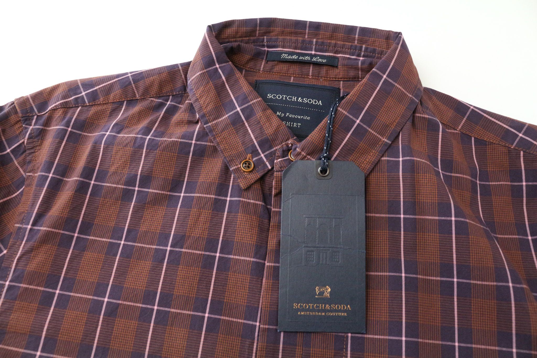 Scotch & Soda AMS COUTURE S Purple Brown Checked Cotton Shirt 74700 Size US S / EU 44-46 / 1 - 3 Thumbnail
