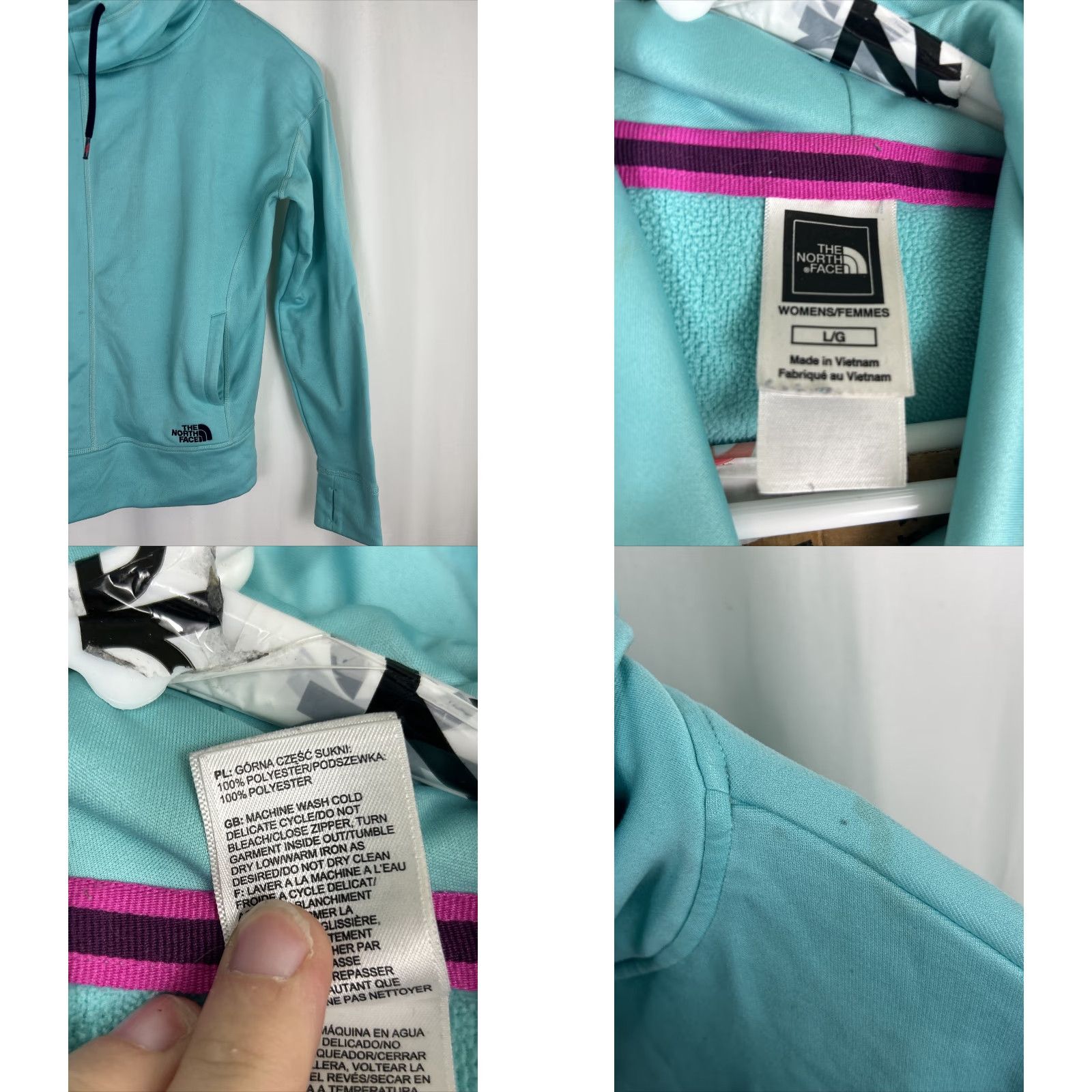 The North Face The North Face Womens Hoodie Large Long Sleeve High Neck Teal Pullover Size L / US 10 / IT 46 - 8 Thumbnail