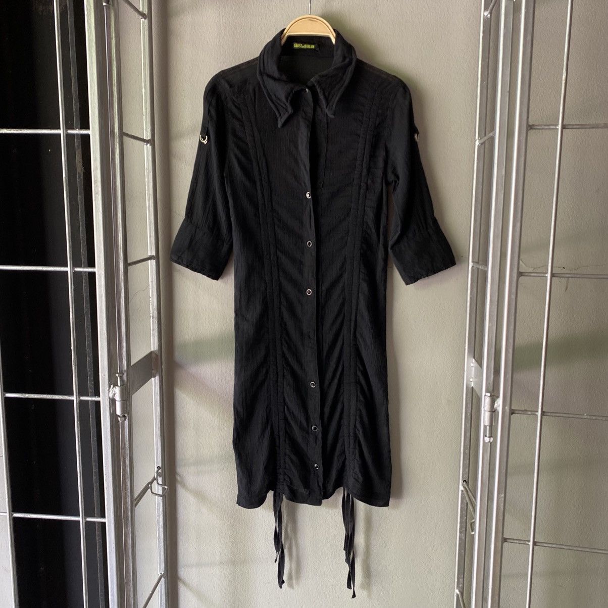 Designer × Japanese Brand GHOST of HARLEM Black Drawstring Bodycon Dress Size S / US 4 / IT 40 - 1 Thumbnail