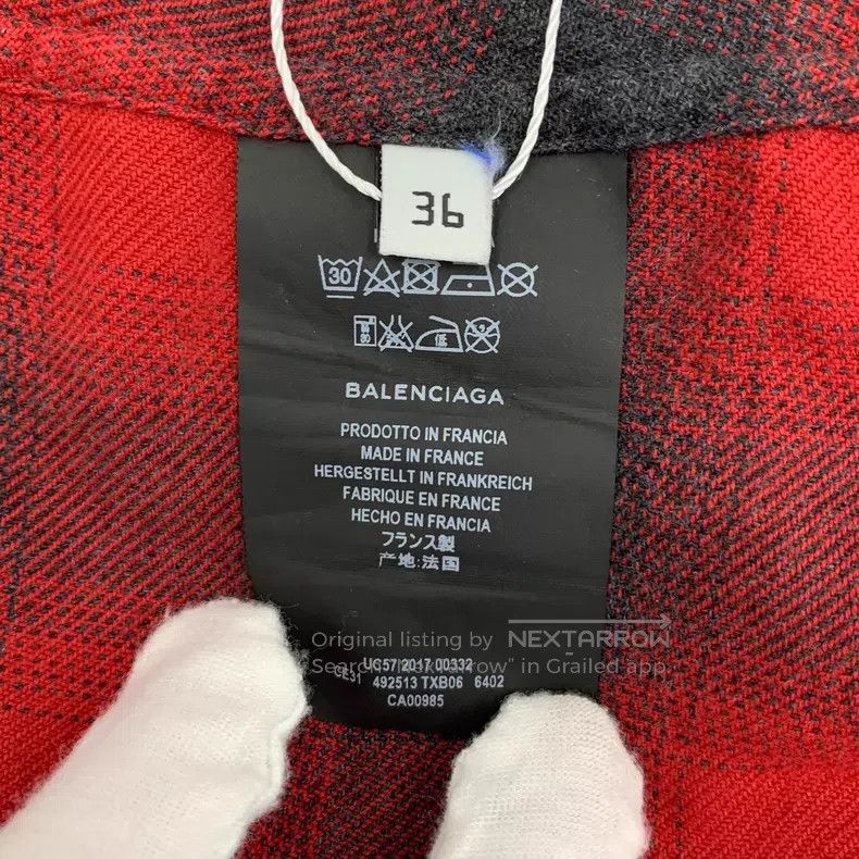 Balenciaga Balenciaga Red plaid cotton tie bow long sleeve shirt Size XS / US 0-2 / IT 36-38 - 6 Thumbnail