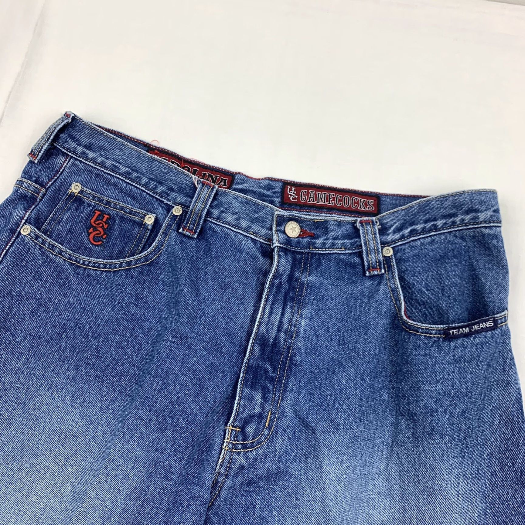 Vintage VINTAGE Team Jeans College Football South Carolina Gamecocks Denim Jeans Adult 36 Men Blue 90s Size US 36 / EU 52 - 2 Thumbnail