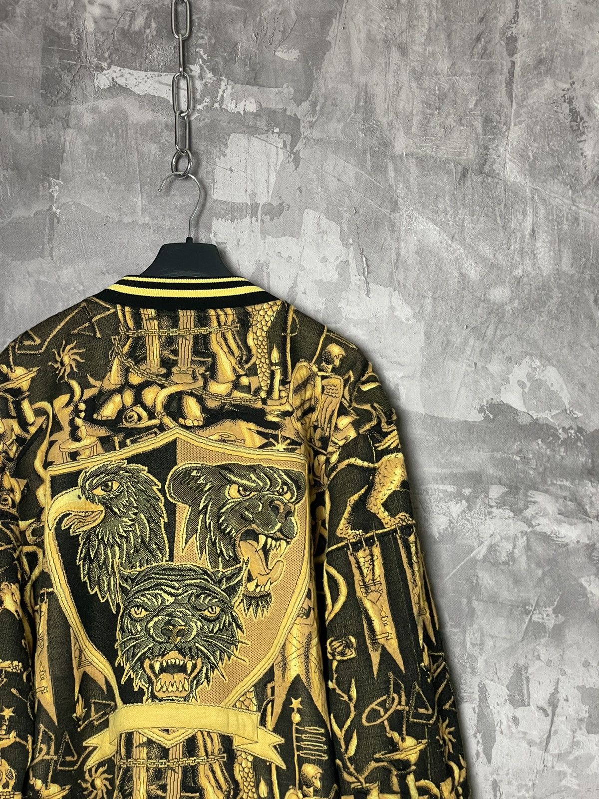Japanese Brand ZARA Embroidered Velvet Bomber Jacket Yellow Size US L / EU 52-54 / 3 - 12 Thumbnail