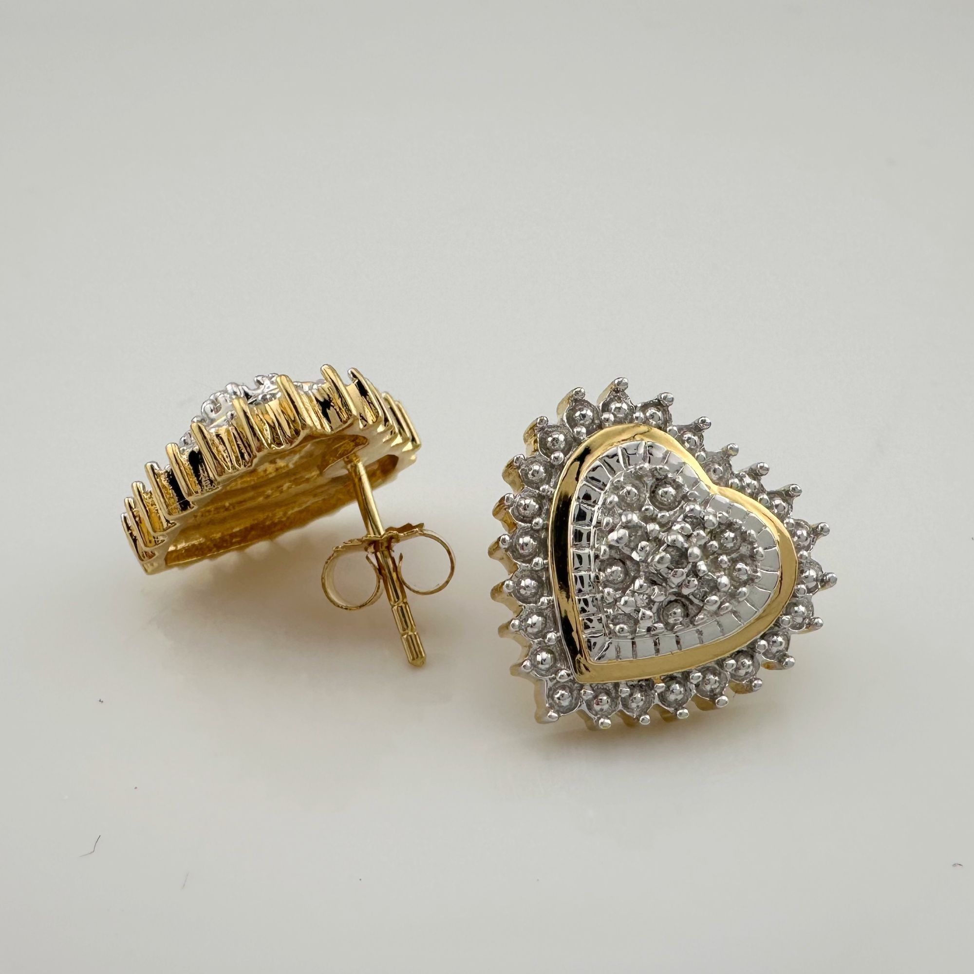 Other Two Tone Diamond Heart Stud Earrings in Sterling with 14 kt Size ONE SIZE - 5 Thumbnail