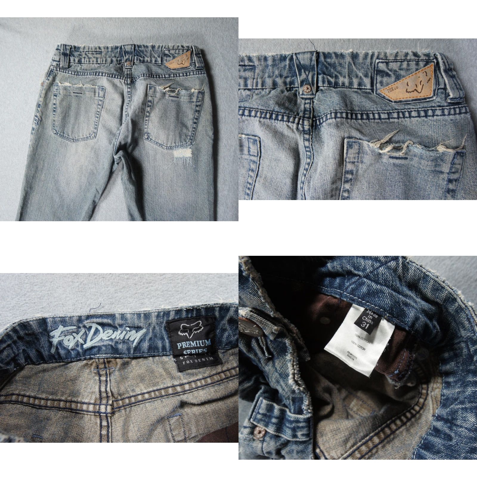 Denime Fox Jeans Mens 31 Blue Denim Regular 5-Pocket Distressed Button Fly N/A Missing one button - See image Size US 31 - 8 Thumbnail