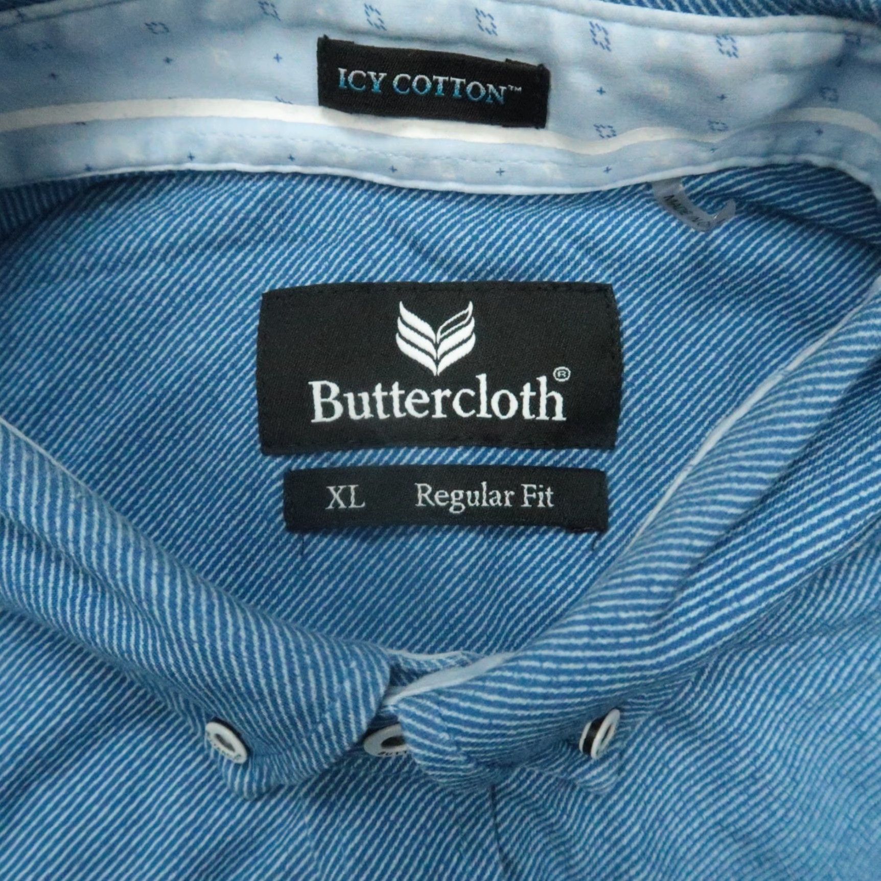 Vintage Buttercloth Mens Shirt XL Blue Striped Cotton Spandex Viscose Long Sleeve Button-Up Button Collar N/A Size US XL / EU 56 / 4 - 3 Thumbnail