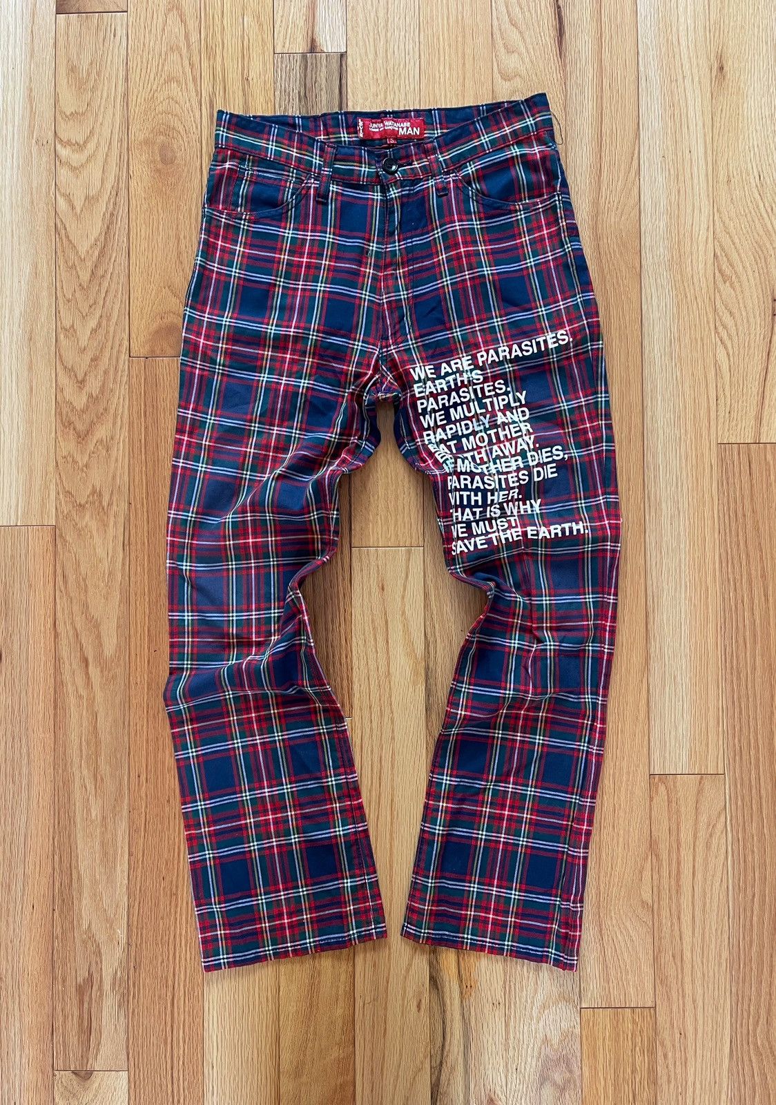 image of Comme Des Garcons x Junya Watanabe Ss2002 Junya Watanabe X Levi’S ‘Poem’ Plaid Trousers (Size 28)