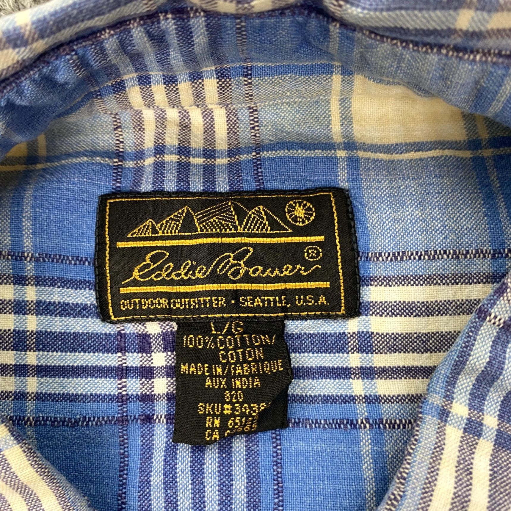 Eddie Bauer VINTAGE Eddie Bauer Shirt Men L Blue Yellow Plaid Cotton Button-Up Short Sleeve Casual Brandon? (Wait) Size US L / EU 52-54 / 3 - 4 Thumbnail