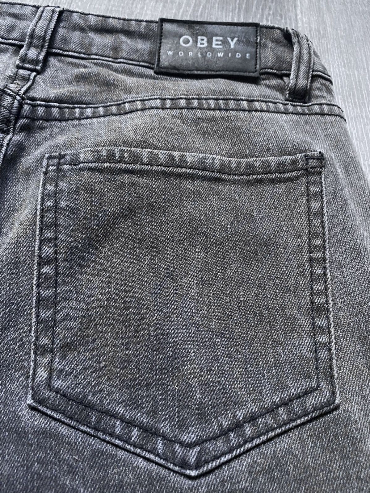Obey Women’s Obey Worldwide Torn Distress Gray Cotton Jeans Denim Size 26" / US 2 / IT 38 - 23 Thumbnail