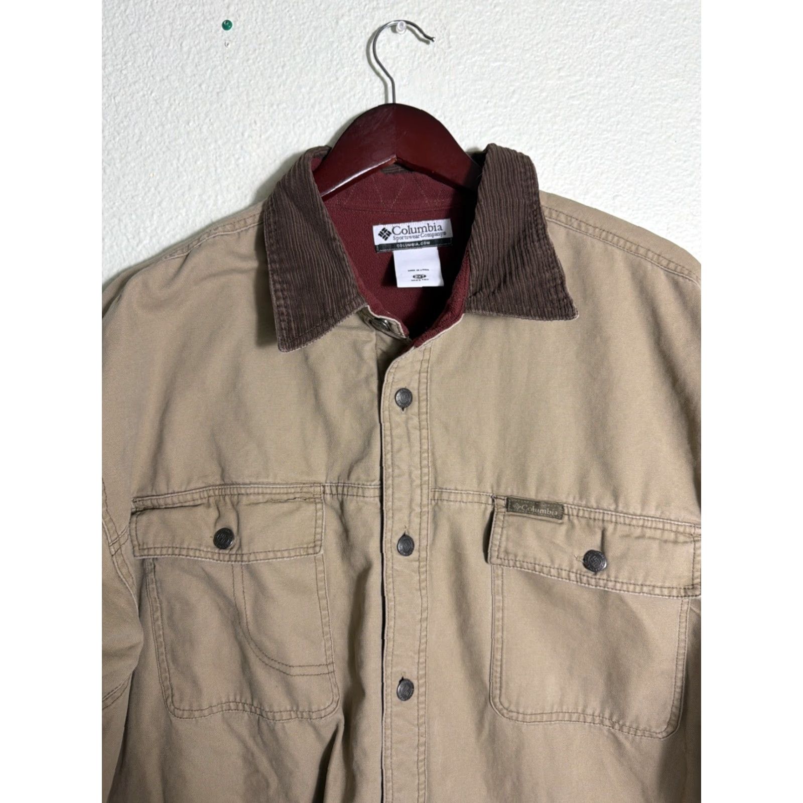 Vintage Columbia Shacket Mens 2XT Corduroy Collar Fleece Lined Khaki Button Up Chore Jacket Big & Tall Size US XXL / EU 58 / 5 - 4 Thumbnail