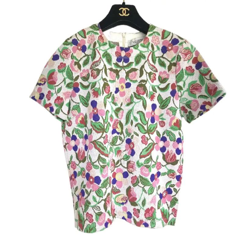 Valentino Valentino Colorful Cotton Floral Short Sleeve Top 0089 Size M / US 6-8 / IT 42-44 - 1 Thumbnail
