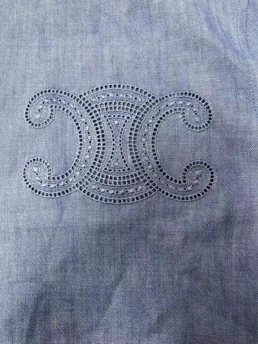 Celine CELINE short logo-embroidered 3/4-sleeve wmn blue 40 Size M / US 6-8 / IT 42-44 - 3 Thumbnail