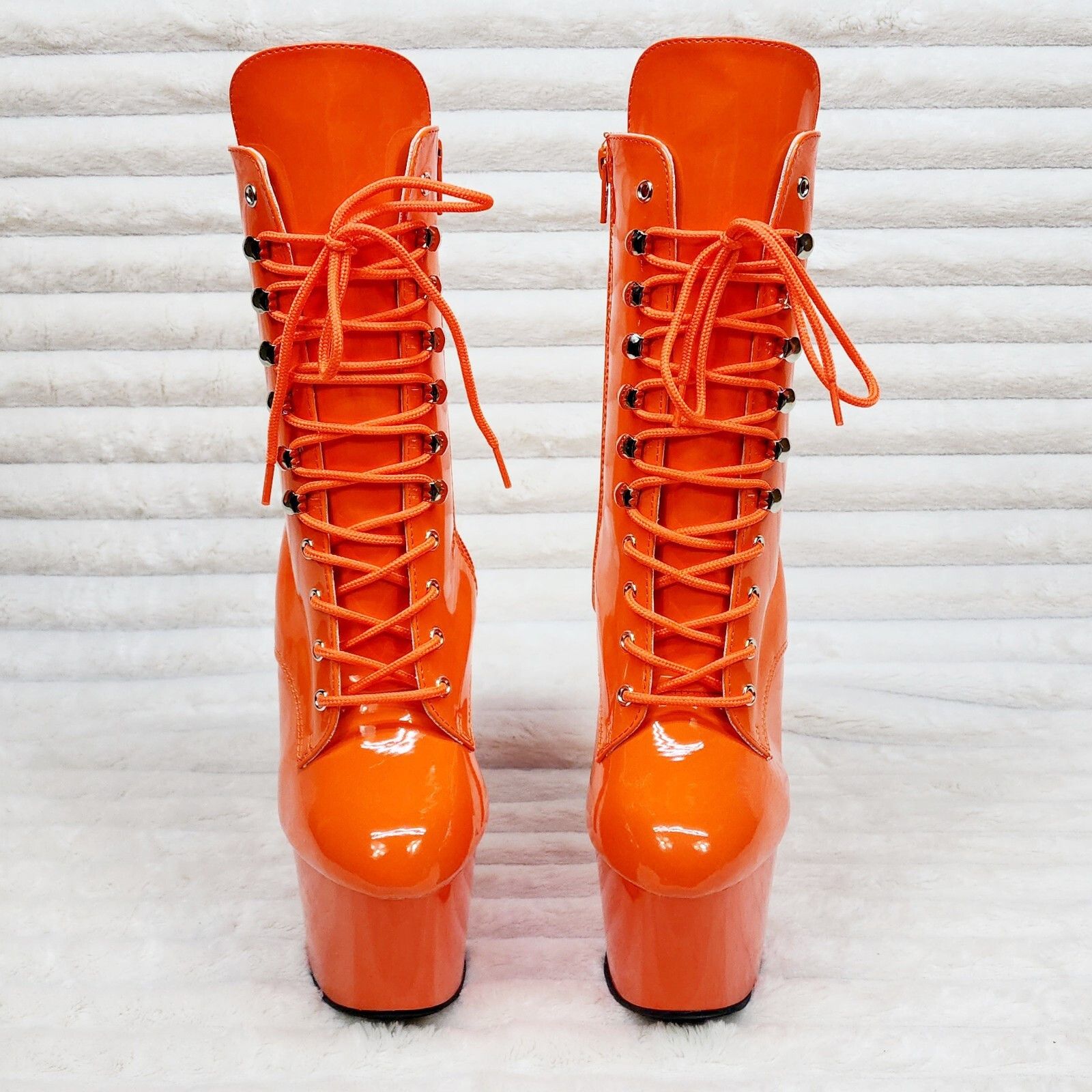 Other Adore 1020 Orange Patent 7" High Heel Platform Ankle Boots Size US 11 / IT 41 - 5 Thumbnail