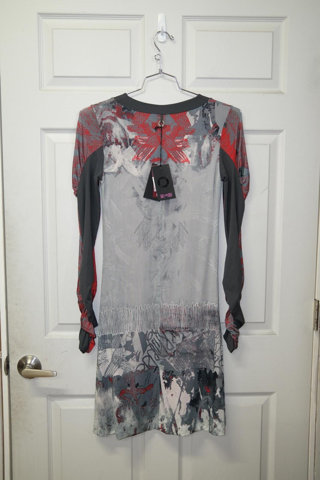 Other 00's Save The Queen AOP Abstract Midi Dress Size L / US 10 / IT 46 - 2 Thumbnail