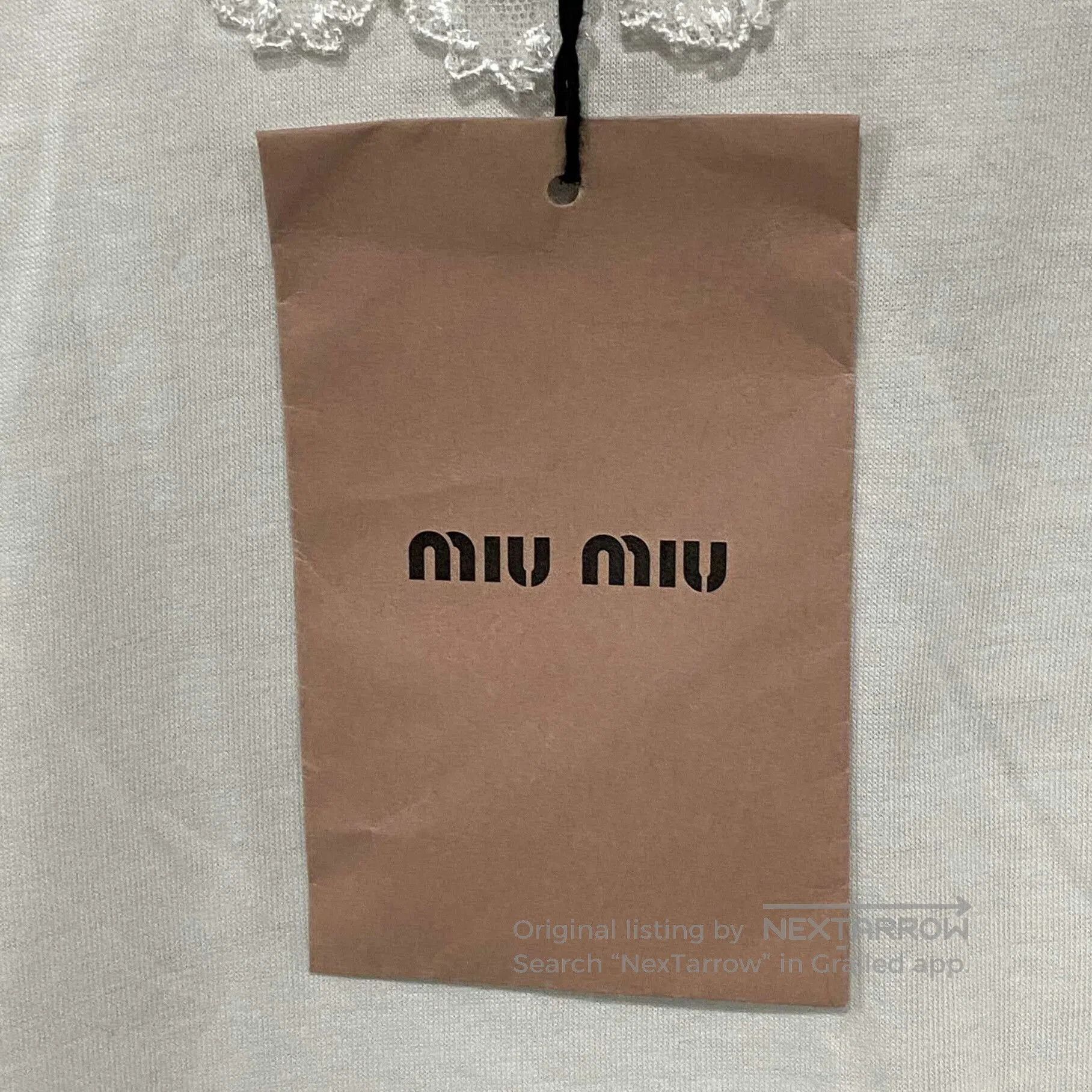 Miu Miu MIUMIU Lace Collar Short Sleeve Top. Size M / US 6-8 / IT 42-44 - 4 Thumbnail