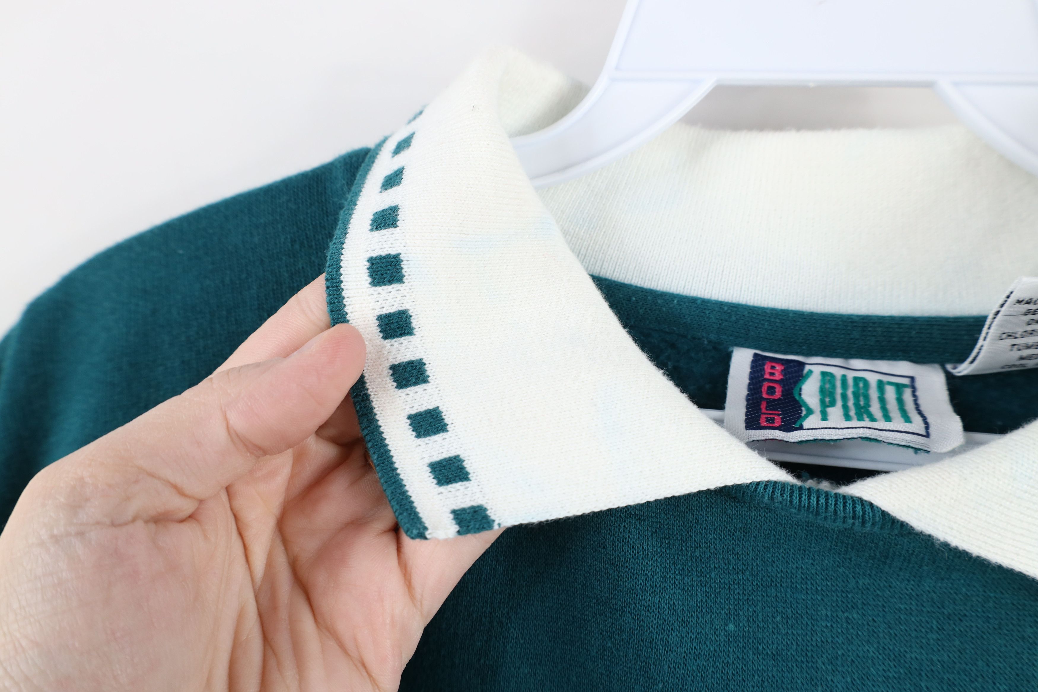 Vintage Vintage 90s Streetwear Flower Heart Collared Sweatshirt Size S / US 4 / IT 40 - 7 Thumbnail