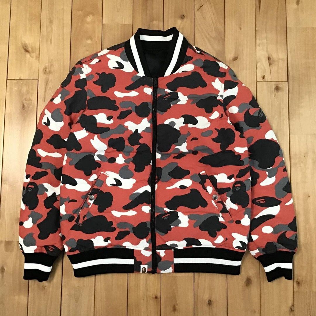 🔥Reversible🔥 BAPE camo MA-1 bomber puffer down jacket APE
