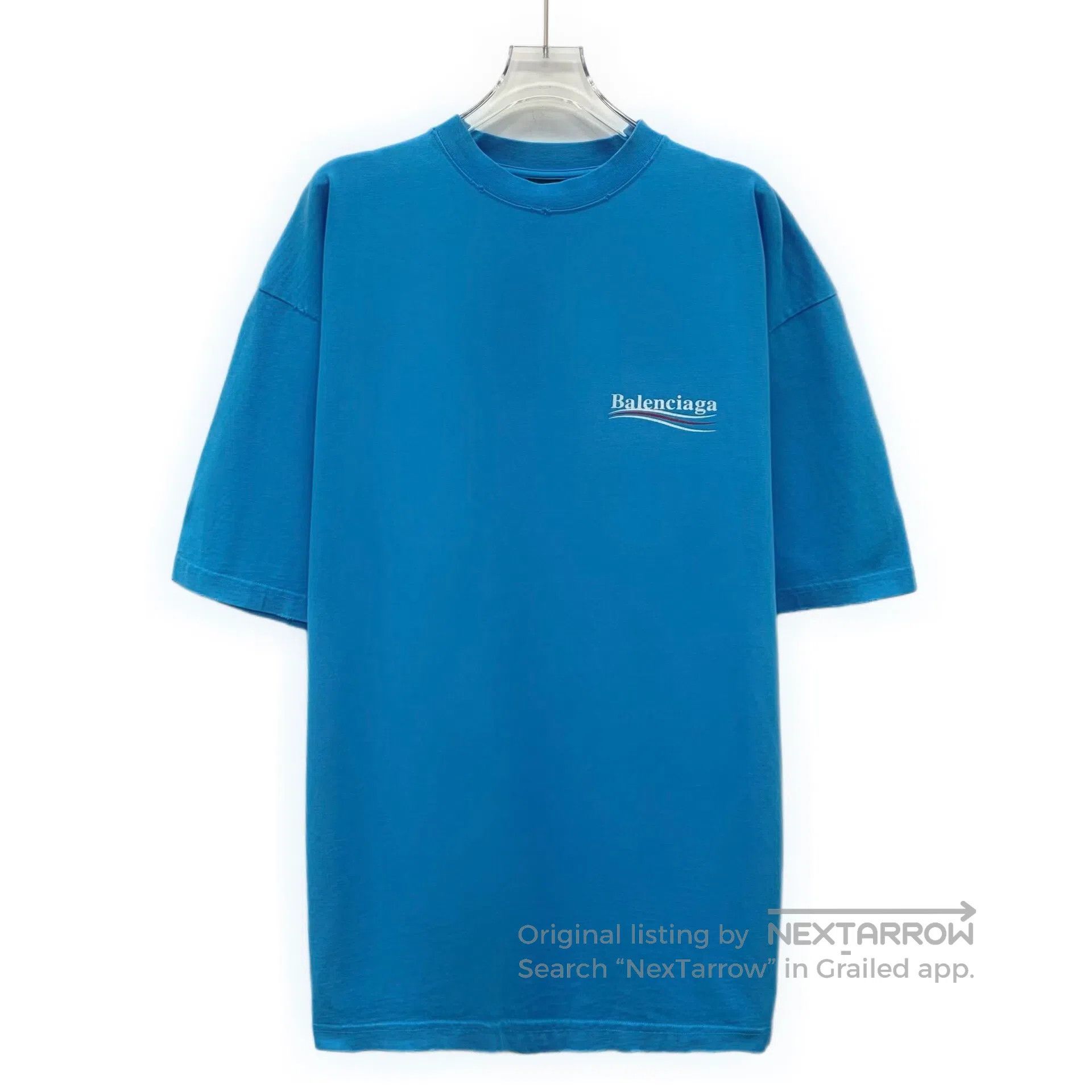Balenciaga Balenciaga Blue cotton round neck short sleeve T-shirt wit Size US M / EU 48-50 / 2 - 1 Thumbnail