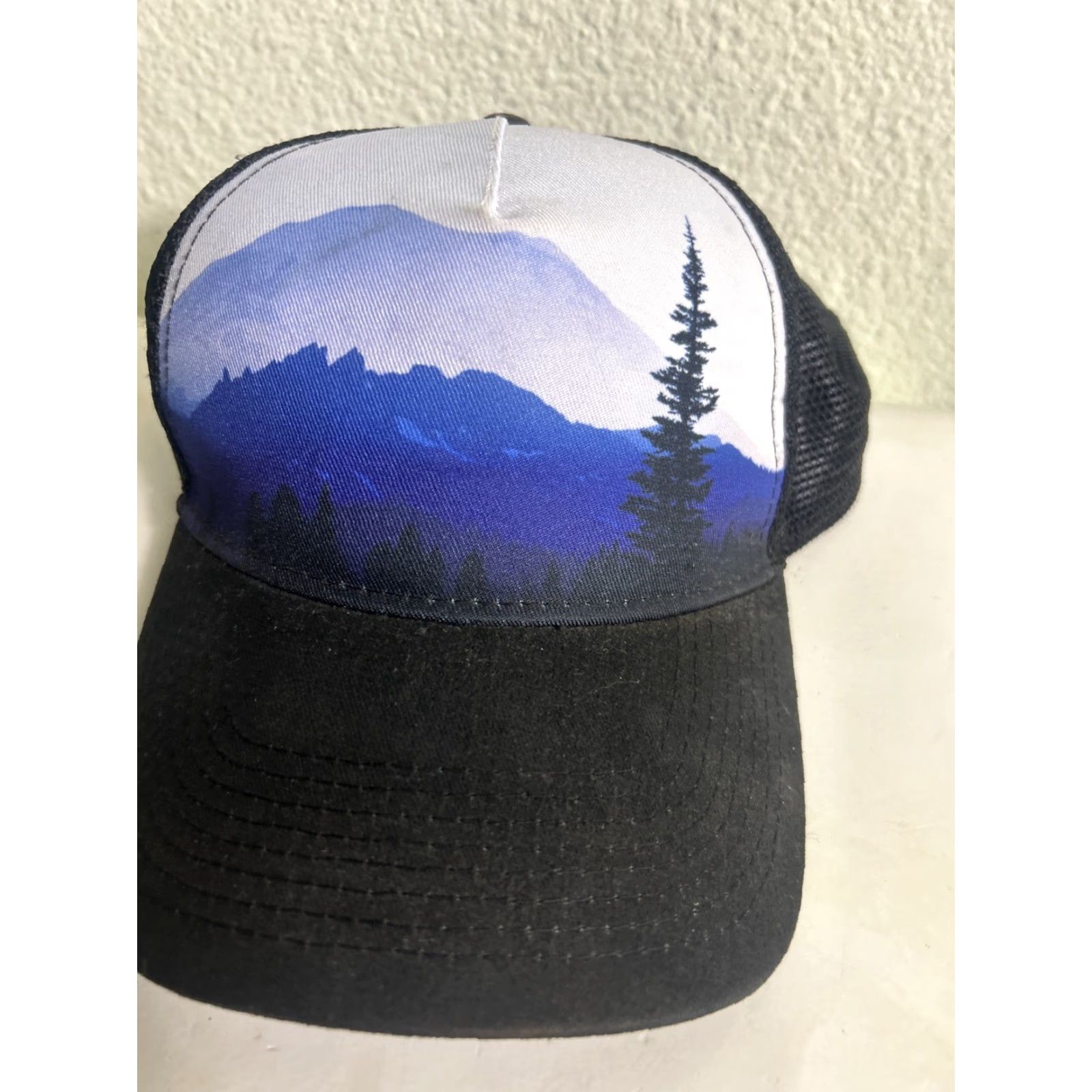 Vintage REI Trucker Hat Black Blue Mountain Forest Skyline Men One Size Size ONE SIZE - 3 Thumbnail