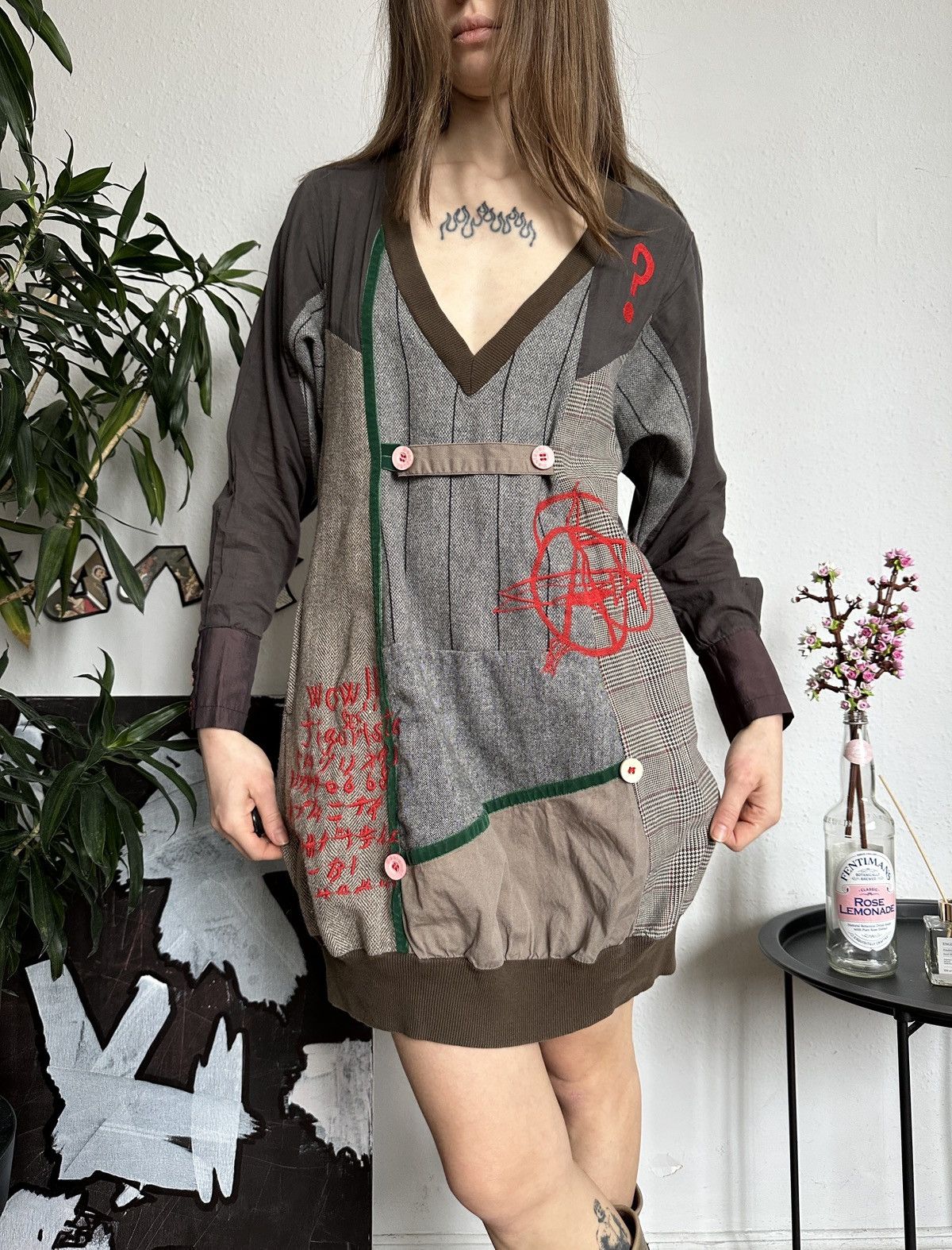 Desigual × Seditionaries × Vintage Desigual Vintage Abstract Patchwork Dress 00s Size ONE SIZE - 6 Thumbnail
