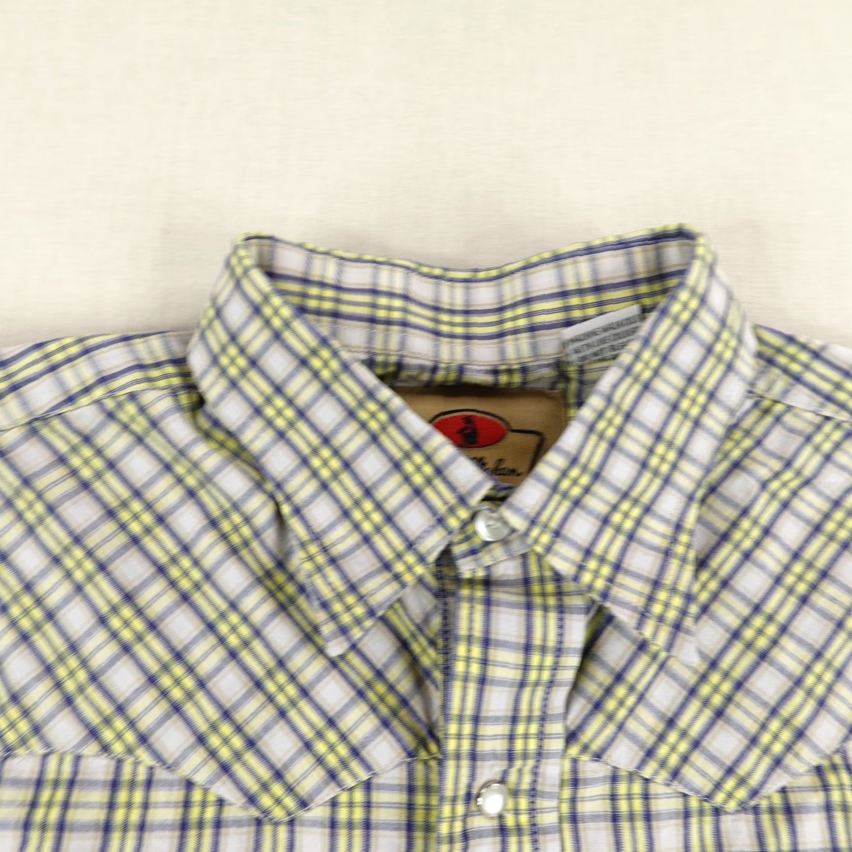 Vintage LARRY MAHAN Shirt Mens Large Gray Yellow Pearl Western Sawtooth Pearl Snap Rodeo Size US L / EU 52-54 / 3 - 2 Thumbnail