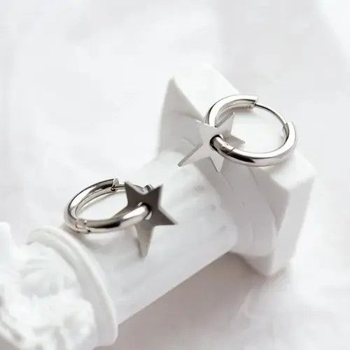Other Earrings for Men,Stainless Steel Star Hoop Earrings Size ONE SIZE - 2 Thumbnail