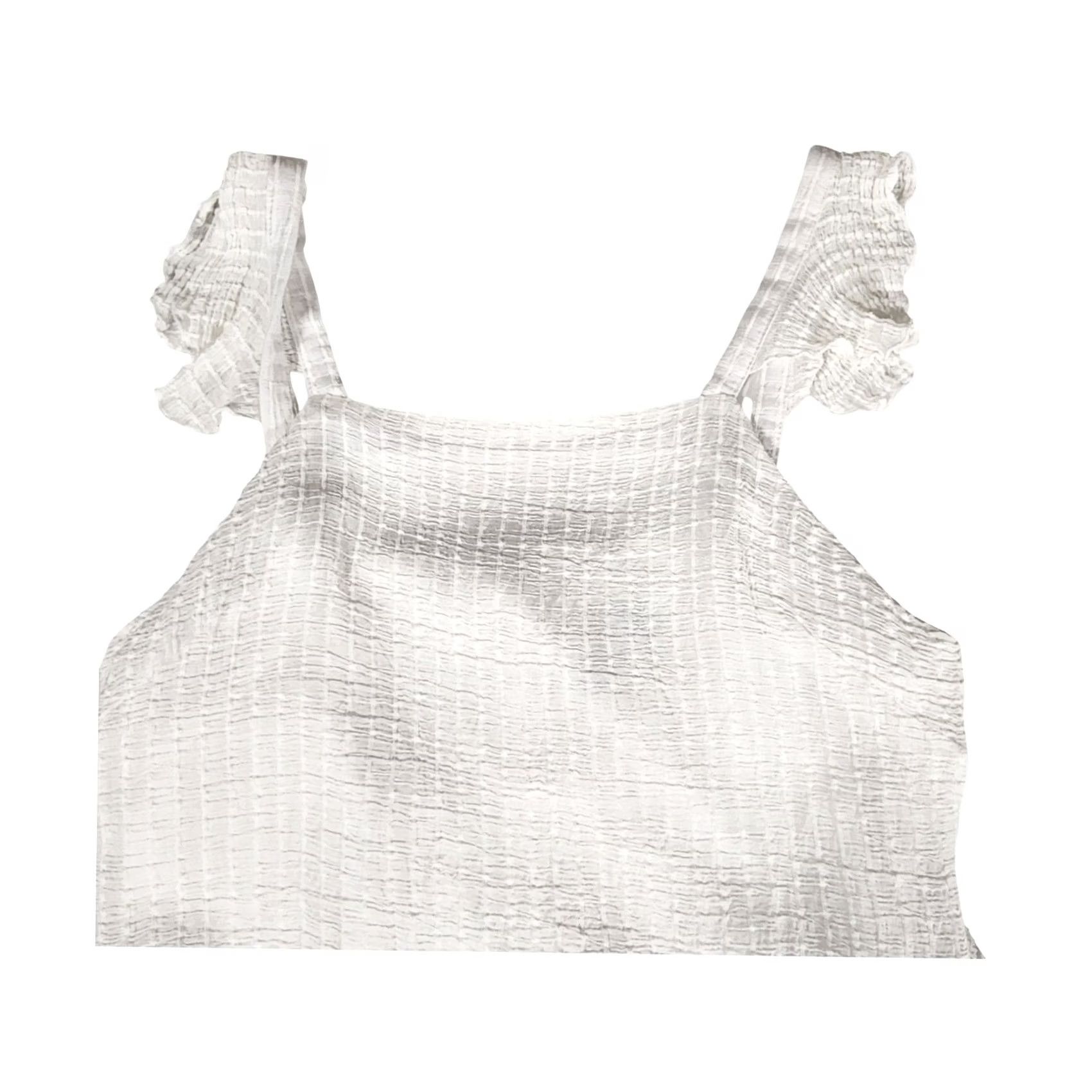 Vintage Versona White Textured Ruffle Strap Midi Dress Womens Size Medium Square Neck Dress A-Line Sundress Sleeveless Summer Casual Travel Women M White Size M / US 6-8 / IT 42-44 - 2 Thumbnail