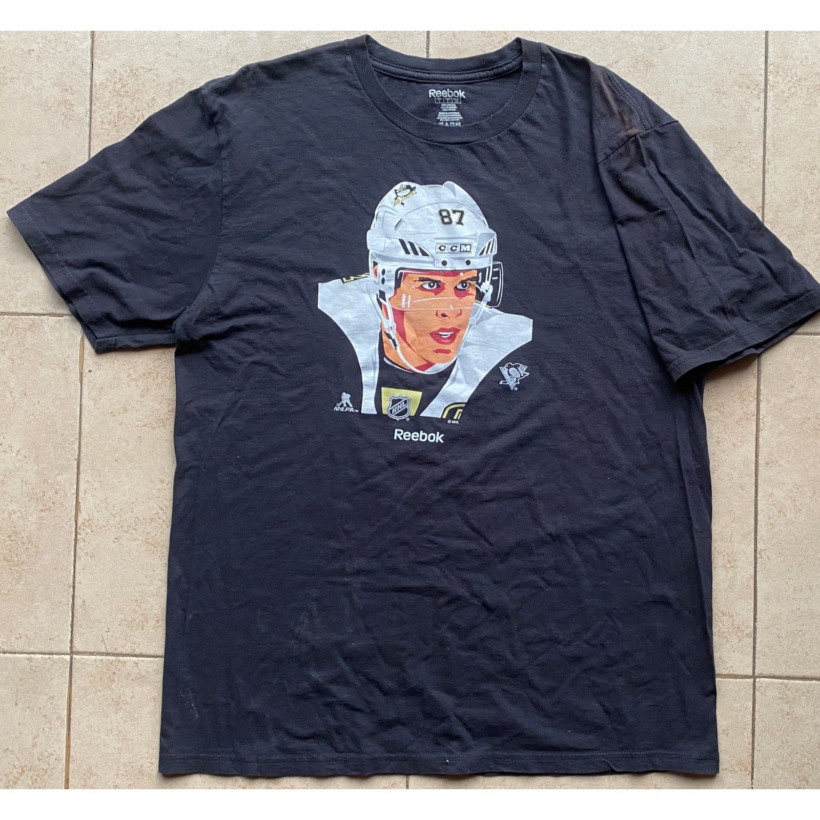 Ccm × NHL CROSBY 87 Pittsburgh Penguins 2000s RBK T-shirt M blk gold Size US M / EU 48-50 / 2 - 2 Thumbnail