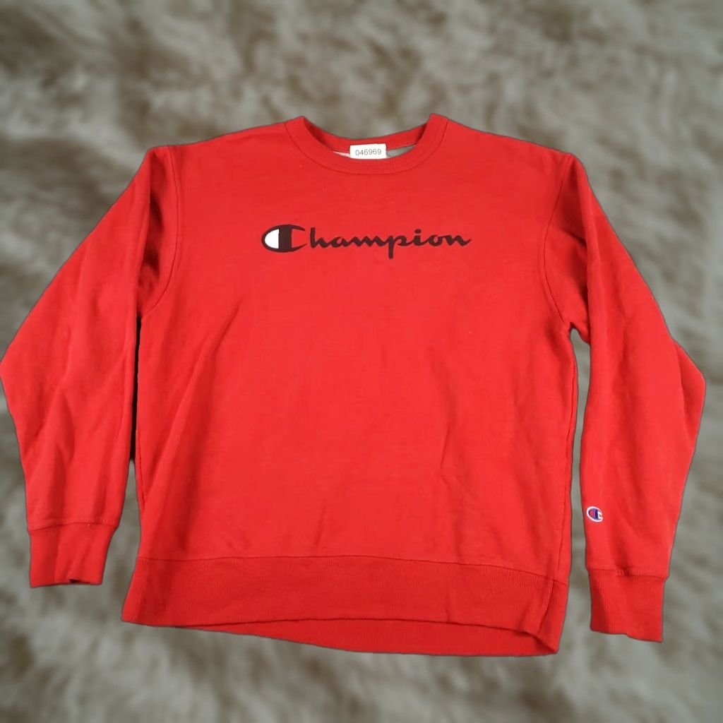Champion Champion Red Pullover Sweatshirt Mens Large Mock Neck Long Sleeve Casual Size US L / EU 52-54 / 3 - 1 Thumbnail