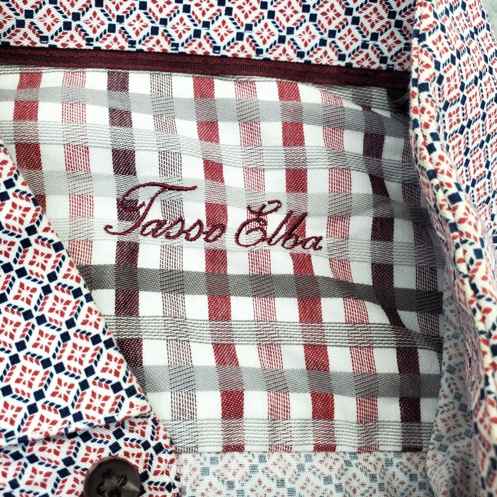 Tasso Elba Tasso Elba Dress Shirt Mens L Multi Geo Print Non-Iron Long Sleeve Button Up Size 42R - 6 Thumbnail
