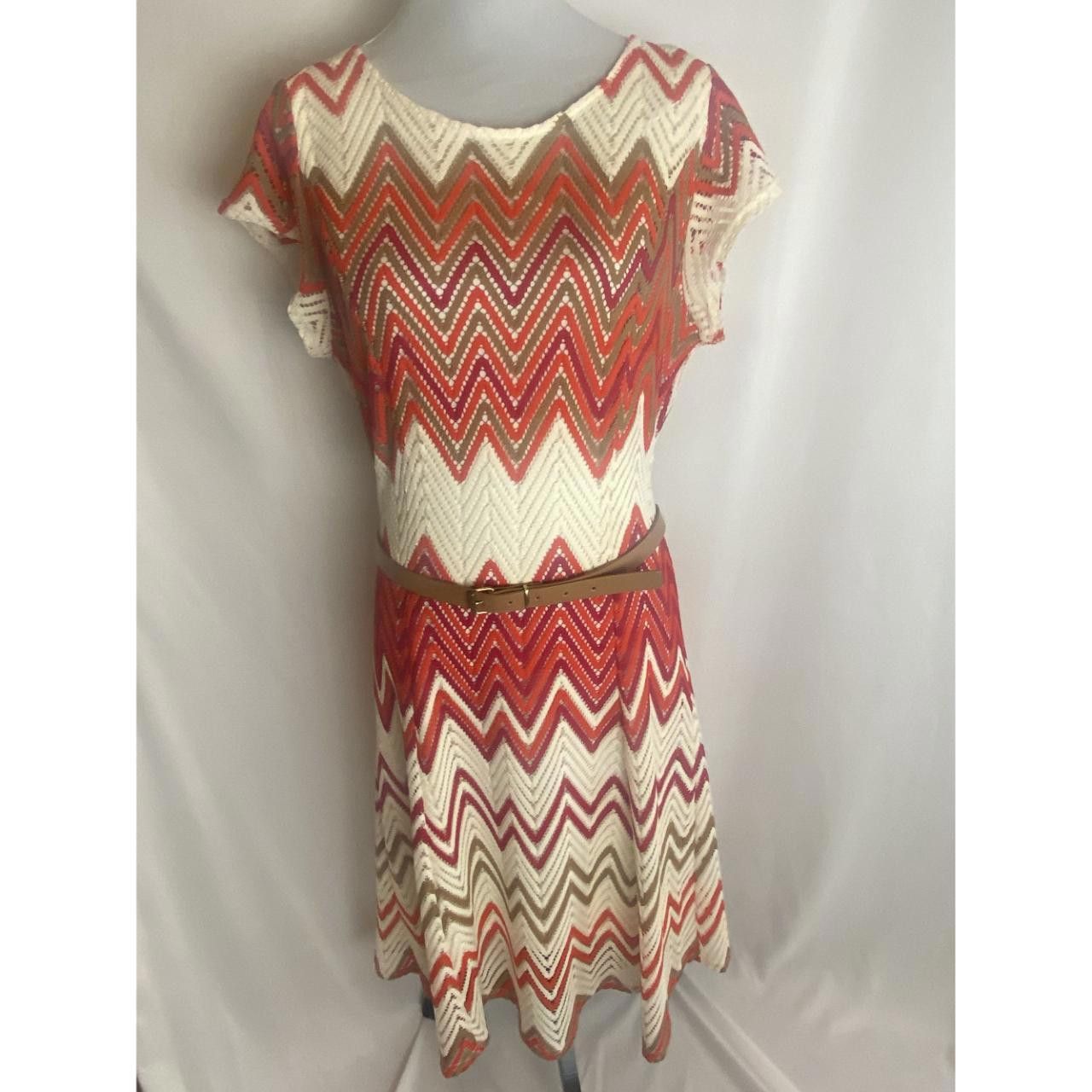 Designer Vintage Style Retro Chevron Pattern Knit Dress Belt Size 16 Size XXL / US 16-18 / IT 52-54 - 1 Thumbnail