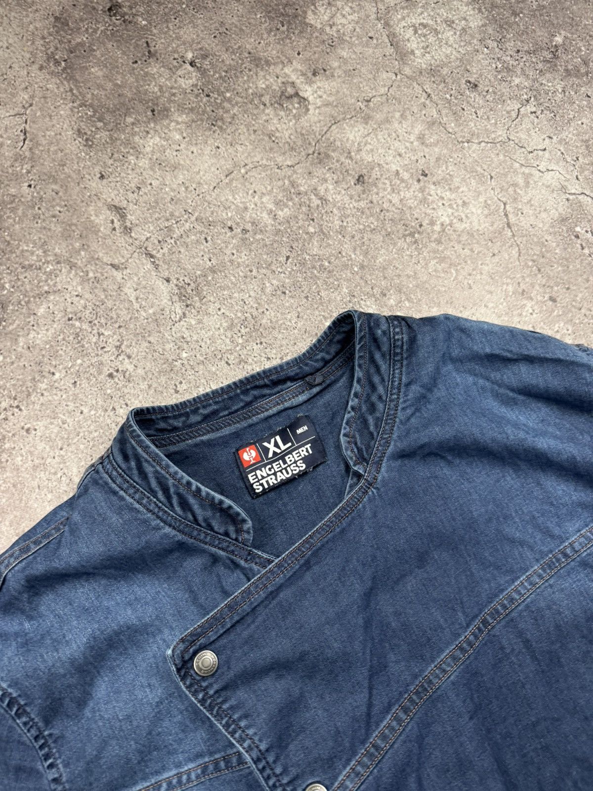 Garment Reproduction of Workers Vintage Engelbert Strauss Denim Workwear Shirt Distressed Size US XL / EU 56 / 4 - 3 Thumbnail