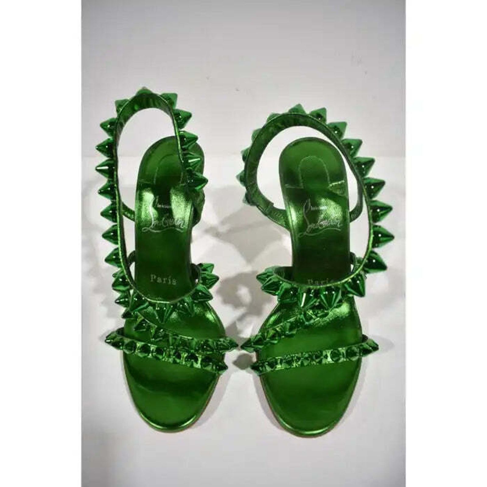 Christian Louboutin Spikita Strap 100 Spinach Green Strap Sandal Heel Pump 35.5 Size US 5.5 / IT 35.5 - 7 Thumbnail