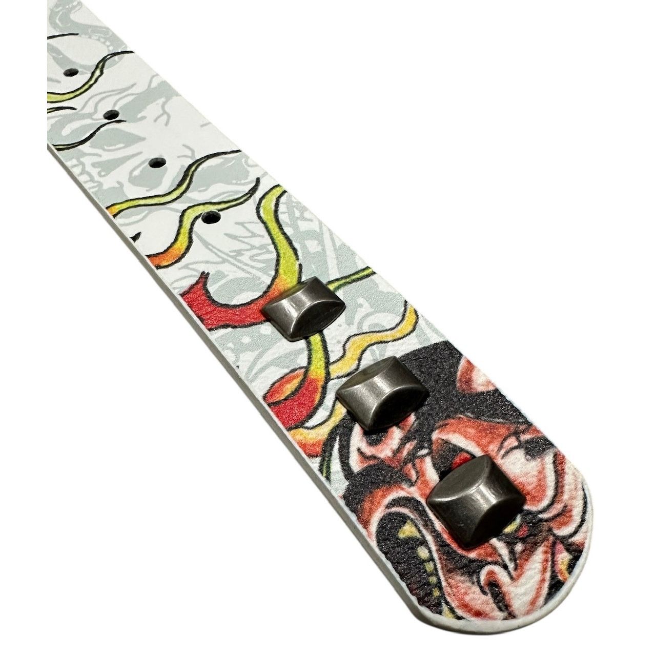Ed Hardy Ed Hardy Men's Devil In Flames White Belt With Metal Studs Size 38 - 7 Thumbnail
