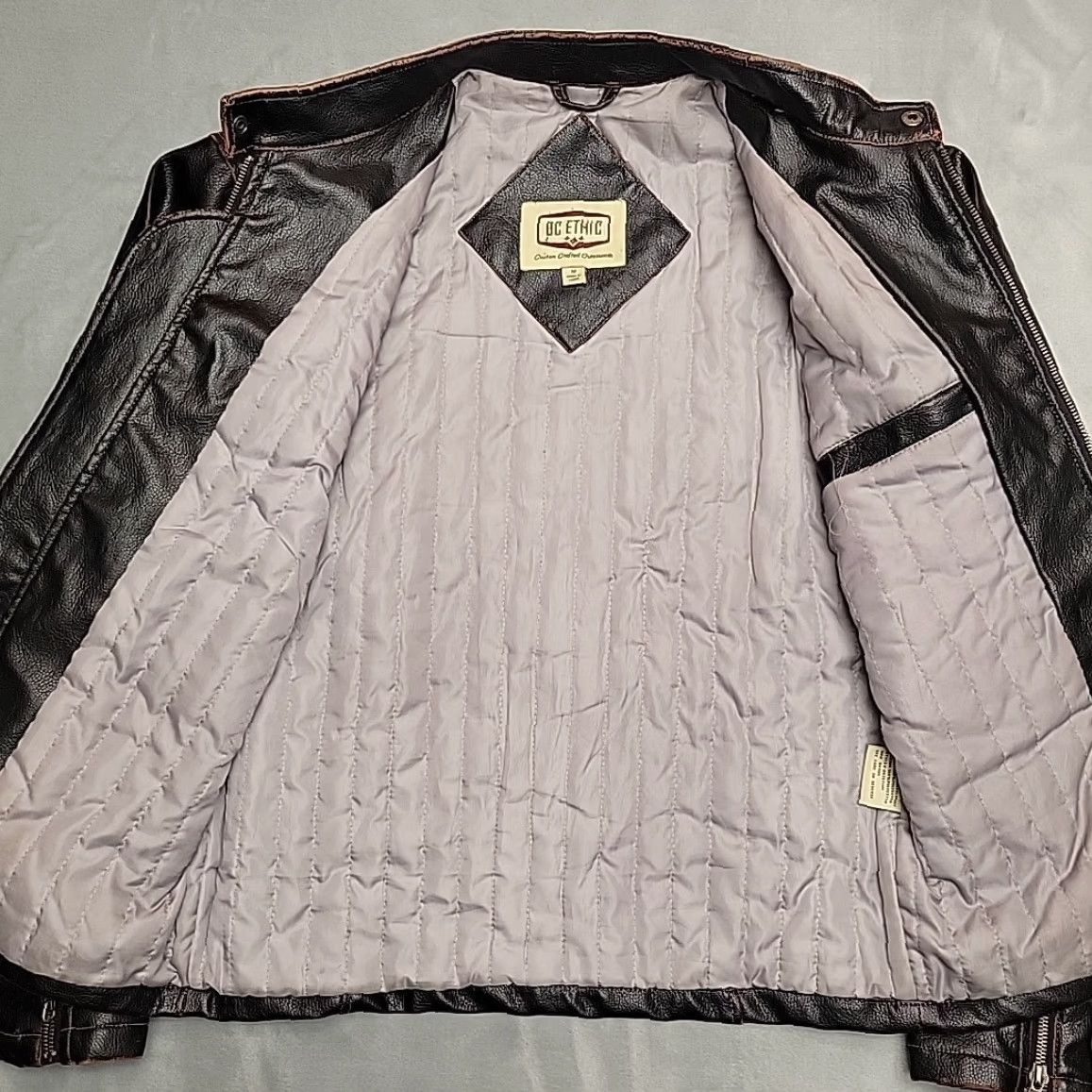 Vintage VINTAGE BC Ethic Jacket Mens M Dark Brown Faux Leather Motorcycle Bomber Moto Retro Jacket Size US M / EU 48-50 / 2 - 5 Thumbnail