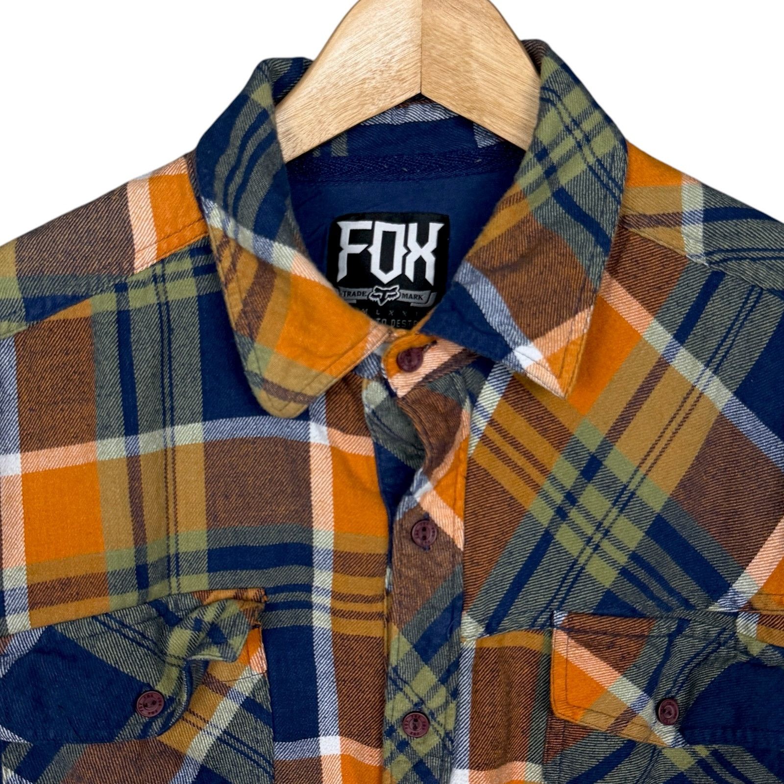 Fox Racing Fox Racing Flannel Shirt Mens XL Orange Plaid Long Sleeve Size US XL / EU 56 / 4 - 3 Thumbnail